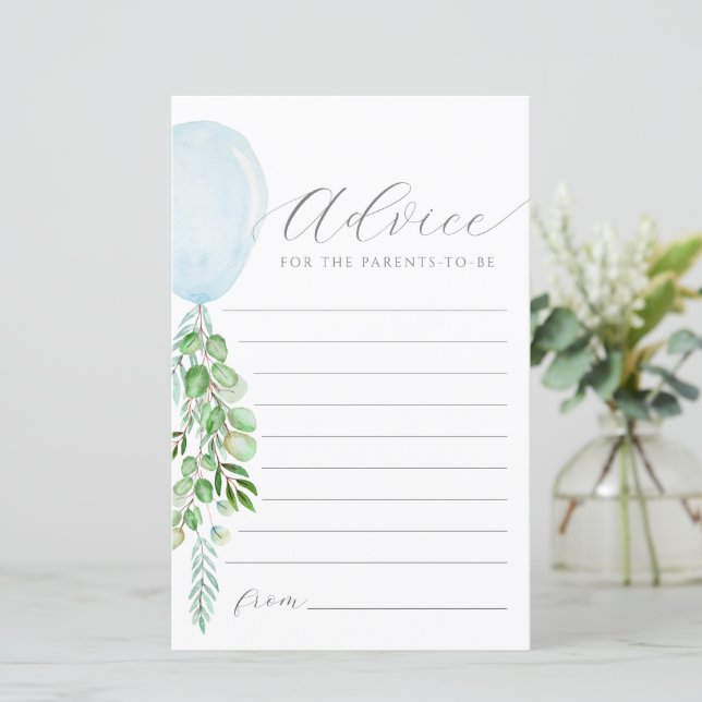 Papier Blue Balloon Conseils Wings Pour Baby Card (Debout devant)