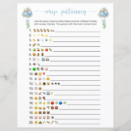 Papier Blue Balloons Emoji Books Baby Shower Game