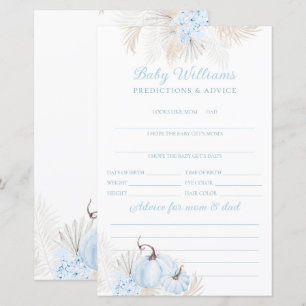 Papier Blue Boho Citrouille Baby Prediction Jeu