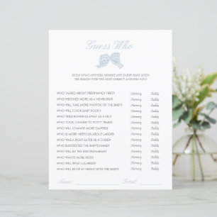 Papier Blue bow baby shower deviner qui jeu