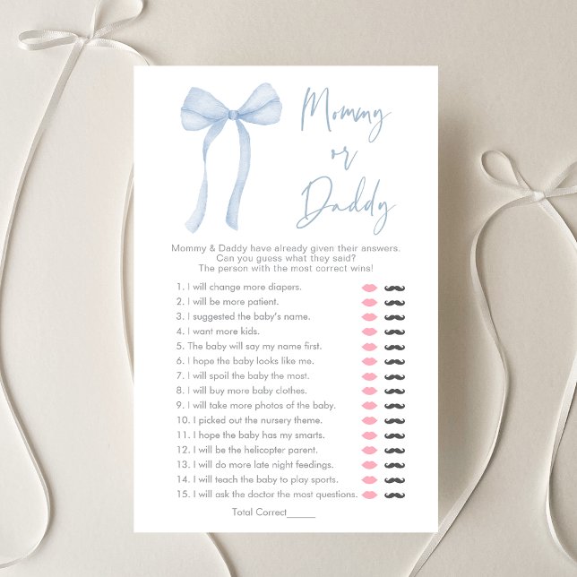 Papier Blue Bow Coquette Garçon maman ou papa Jeu (Créateur téléchargé)