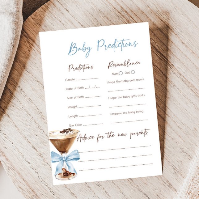 Papier Blue Bow Espresso Martini Shower Predictions Game (Espresso Baby Shower Game)