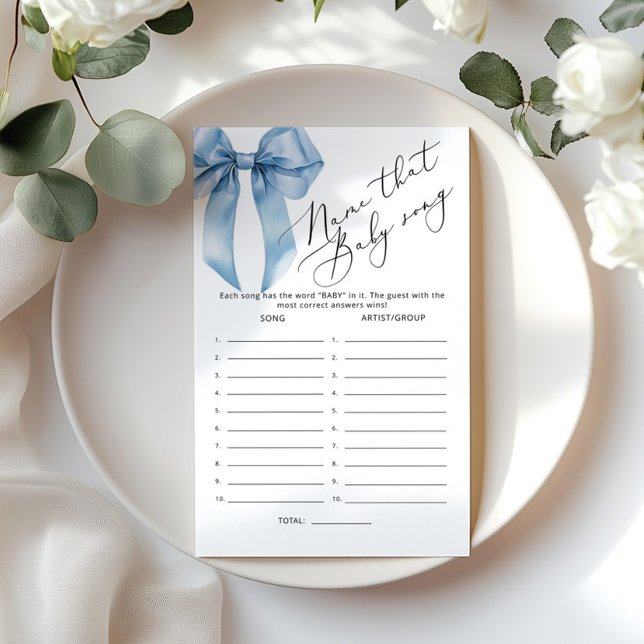 Papier Blue Bow Nom de la chanson bébé garçon douche jeu (Créateur téléchargé)