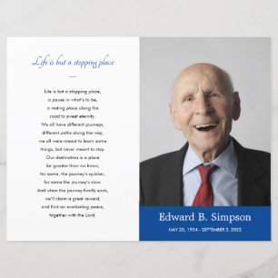 Papier Blue Celebration of Life Funeral Program Photo