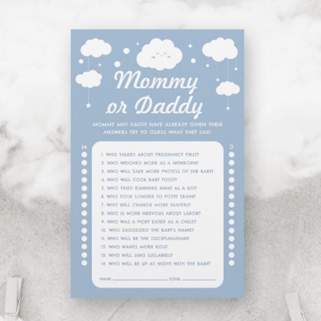 Papier Blue Cloud Baby shower Game Guess maman ou papa (Créateur téléchargé)