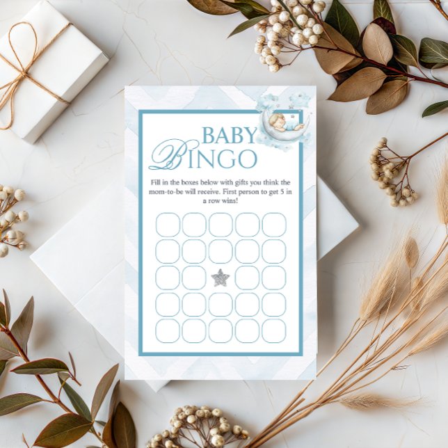 Papier Blue Crown Baby Shower Bingo Game Card (Créateur téléchargé)