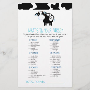 Papier Blue Dairy Cow What's in Your Purse Game