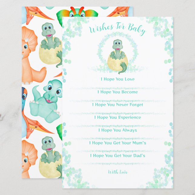 Papier Blue Dinosaur Baby shower Game Wives For Baby (Devant / Derrière)