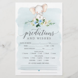 Papier Blue Elephant Double face Baby shower Jeux