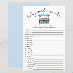 Papier Blue Farmers Market Baby shower Word Scramble Jeu
