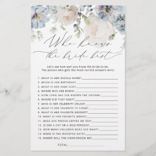 Papier Blue Floral qui connaît Marié le meilleur jeu de d