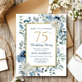 Papier Blue Floral Surprise 75e Invitation budgétaire