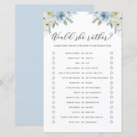 Blue Floral Voudrait-Elle Plutôt Baby shower Game 
