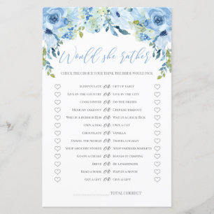 Papier Blue floral Voudrait-elle plutôt bridla douche jeu