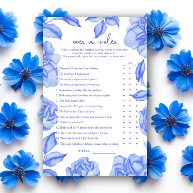 Papier Blue Flowers Bridal shower Over or under game (Créateur téléchargé)