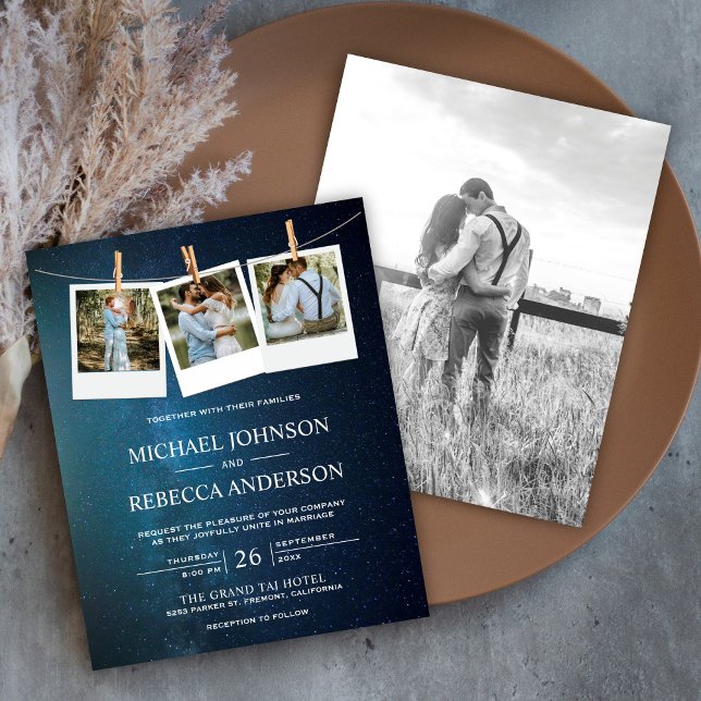 Papier Blue Galaxy Espace photo Budget Faire-part de mari (Créateur téléchargé)