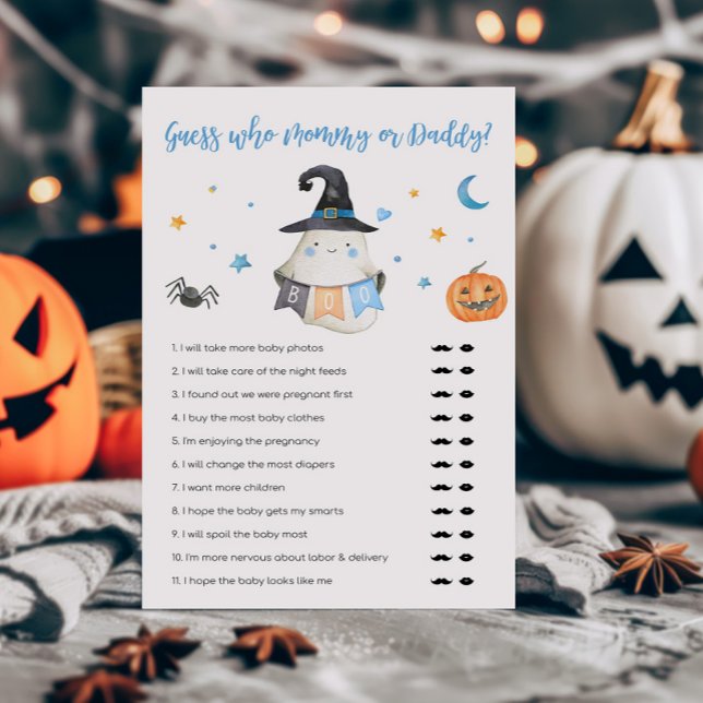 Papier Blue Ghost LittleBoo Devine qui maman ou papa jeu (Little Boo Baby Shower Guess who Mommy or Daddy Game)