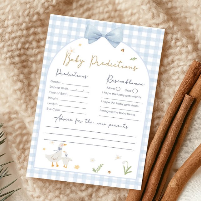 Papier Blue Gingham Silly Goose Shower Predictions Game (silly Goose Baby Shower Game)