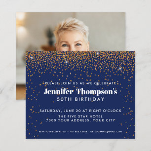 Papier Blue Gold Confetti Parties scintillant 50e anniver