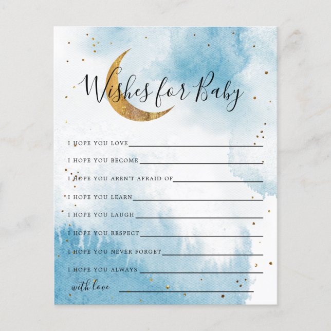 Papier Blue Gold Moon et Stars Wives for Baby Card (Devant)