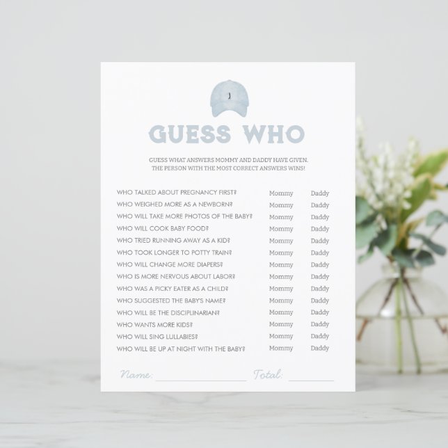 Papier Blue golf thème baby shower devinez qui jeu (Debout devant)