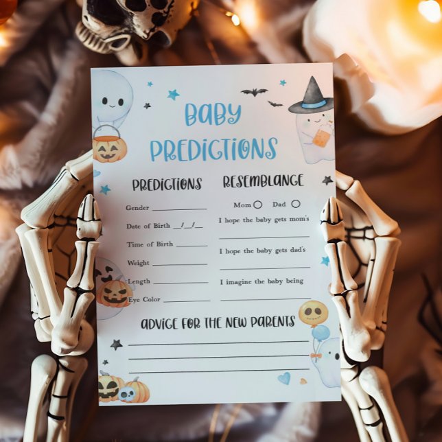 Papier Blue Halloween Little Boo prédictions Baby Game (Baby is Brewing Baby Shower Advice and Wishes Game)