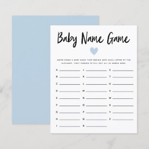 Papier Blue Heart Baby Name Shower Jeu
