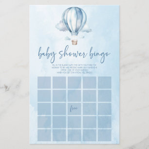 Papier Blue Hot Air Balloon Bingo Baby shower Jeu