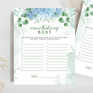 Papier Blue hydrangea Nom That Song Baby shower Jeu