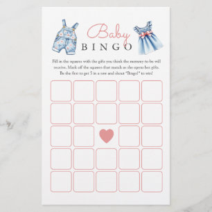 Papier Blue Jean Baby Baby shower Bingo Jeu