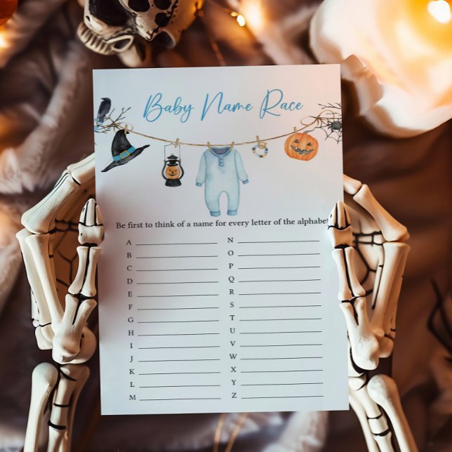 Papier Blue Little Boo Halloween Baby Name Race Jeu (Halloween Baby Clothes Baby Shower Baby Name Race Game)