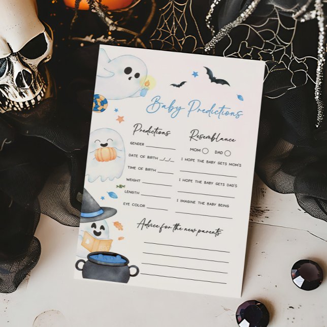Papier Blue Little Boo Halloween Baby Predictions Jeu (Blue Little Boo Baby Shower Baby Predictions Game)