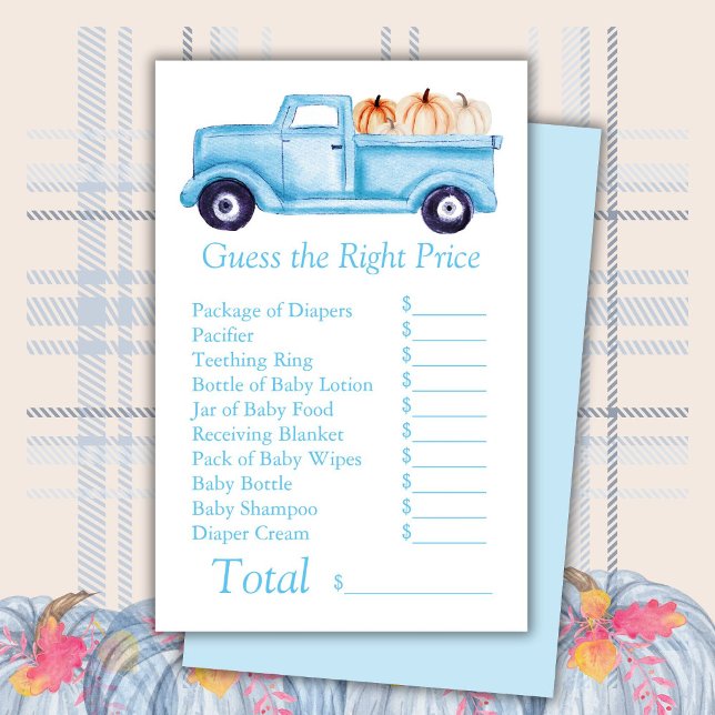 Papier Blue Little Citrouille Baby shower Devis Prix corr (Créateur téléchargé)