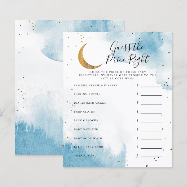 Papier Blue Moon Devine Le Prix Baby shower droit jeu (Devant / Derrière)