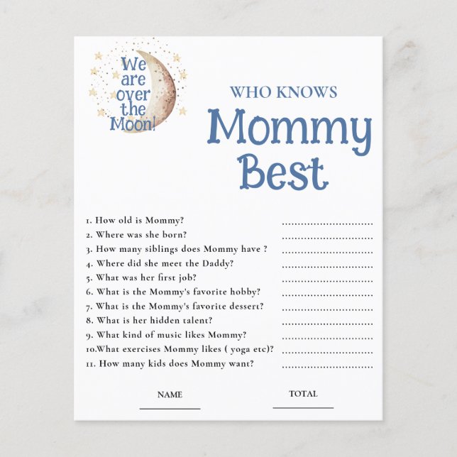 Papier Blue Moon Who knows Mommy Best Baby Shower Game (Devant)