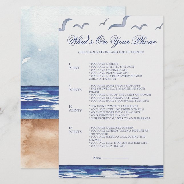 Papier Blue Nautical Coastal Sea Ce qui est sur le jeu de (Devant / Derrière)