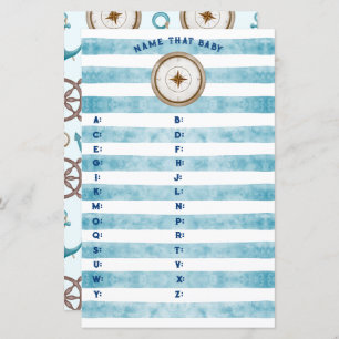Papier Blue Nautical Sailor Baby shower Nom Ce Bébé