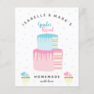 Papier Blue Pink Cake Genre Revela Party Invitation