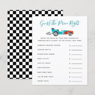Papier Blue Race Car Baby shower Devinez Le Prix