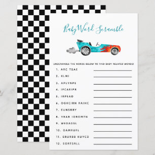 Papier Blue Race Car Baby Word Scramble Jeu