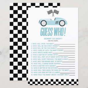 Papier Blue Race Car Devinez Qui Baby shower Jeu