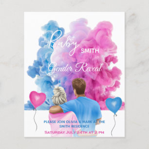 Papier Blue rose fumée couple sexe révéler l'invitation