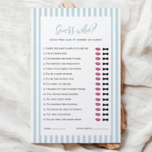 Papier Blue Stripes Baby shower Devinez Qui Joue