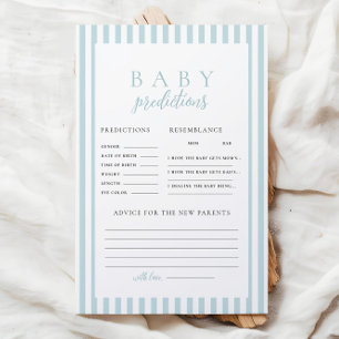 Papier Blue Stripes Baby shower Prédiction Conseils Jeu