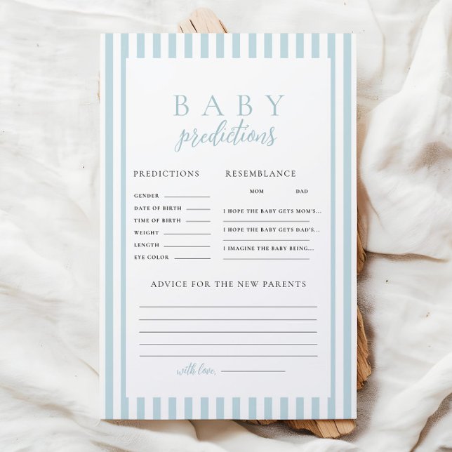 Papier Blue Stripes Baby shower Prédiction Conseils Jeu (Créateur téléchargé)