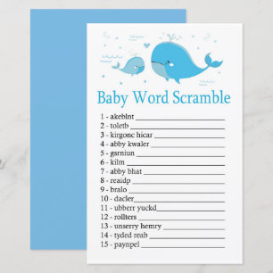 Papier Blue Whale Baby mot scramble jeu