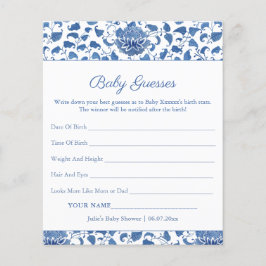 Papier Blue White Guess Baby Birth Stats Jeu de douche Ca
