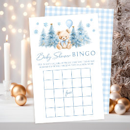 Papier Blue Winter Teddy Bear Bow Baby shower Jeu Bingo