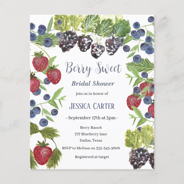 Papier Blueberries Blueberry Fruit douche nuptiale (Devant)