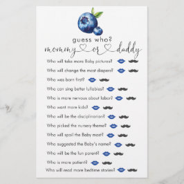 Papier Blueberry Baby shower "Devinez qui" Jeu